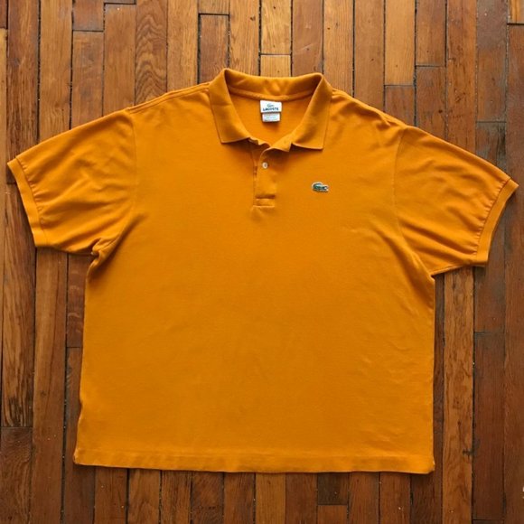 Vintage Y2K Lacoste Men Bright Orange Embroidered Alligator Logo Golf Polo Shirt - Picture 1 of 4